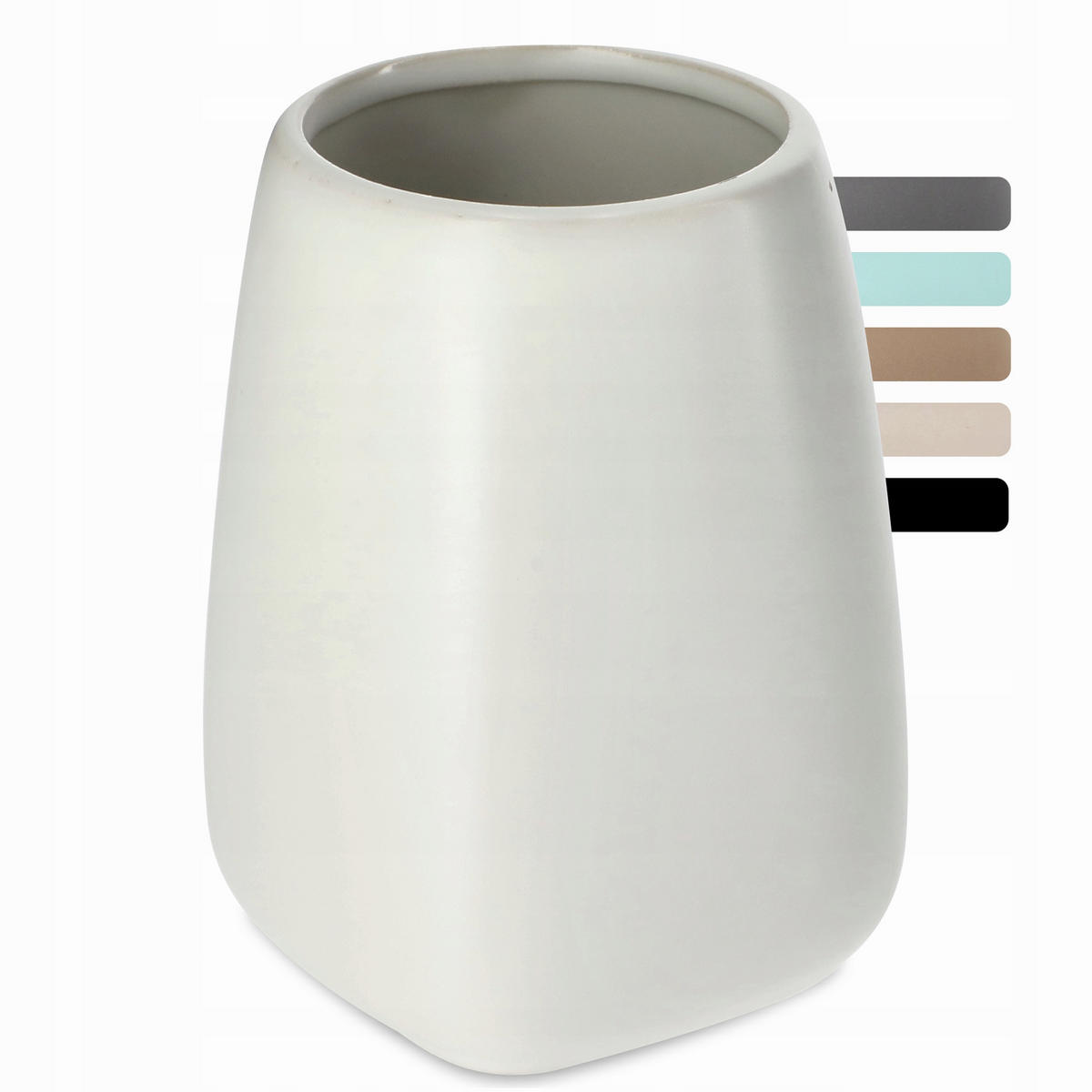 BADEZIMMERTASSE für Zahnpasta und Zahnbürsten, weiß - Weiß, Keramik (8/11cm) - KADAX