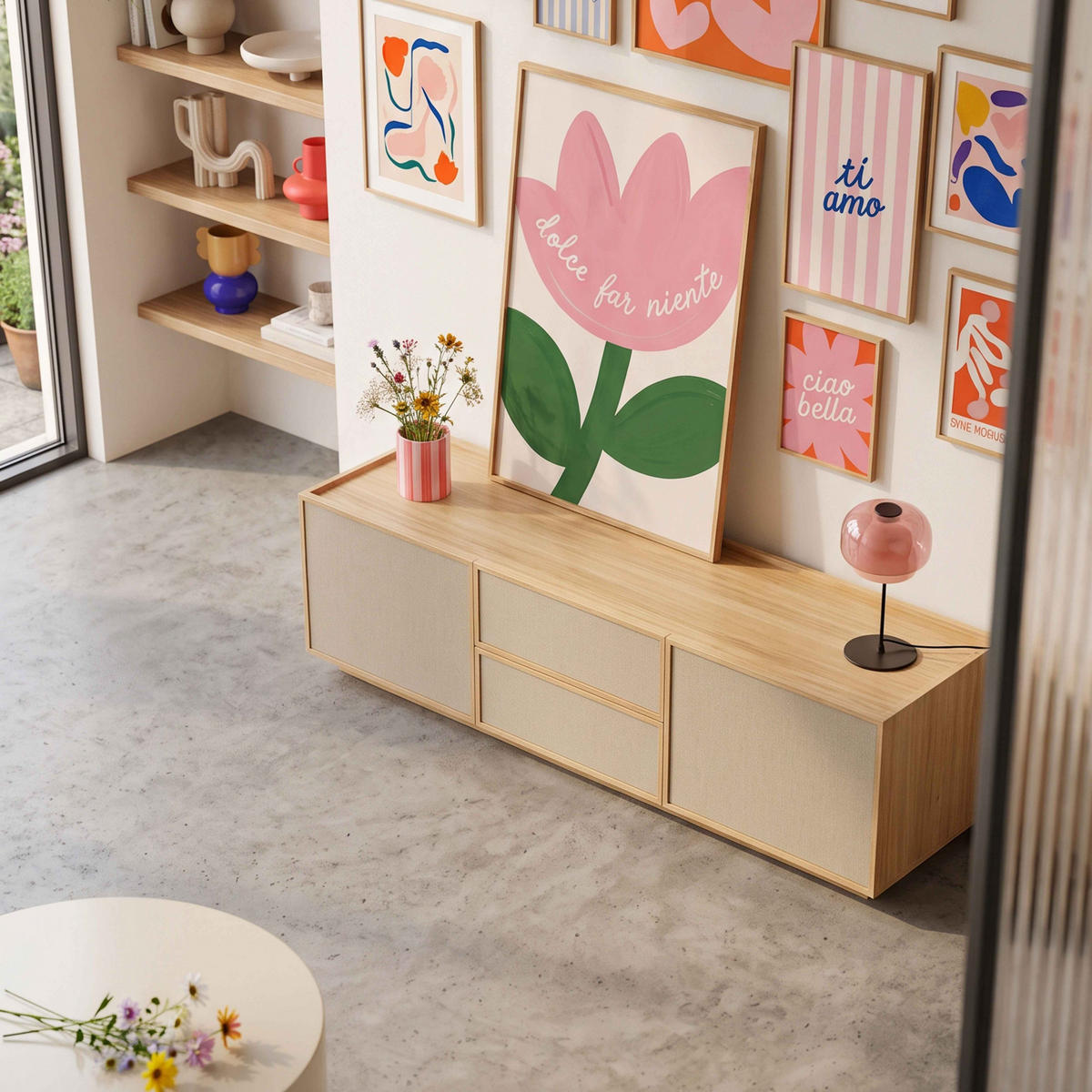 TV-MÖBEL, helle Holzoptik - Beige, Holz (150/40/40cm) - Oviala