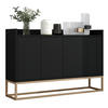 SIDEBOARD, Kommode mit 4 Türen, Verstellbaren Einlegeböden und goldenen Metallrahmen, Schwarz - Schwarz, Holz (30/80/120cm)