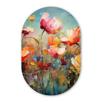 OVALNA ZIDNA SLIKA Cvijeće 40x60 cm - narančasta, plastika (40/60cm) - MuchoWow