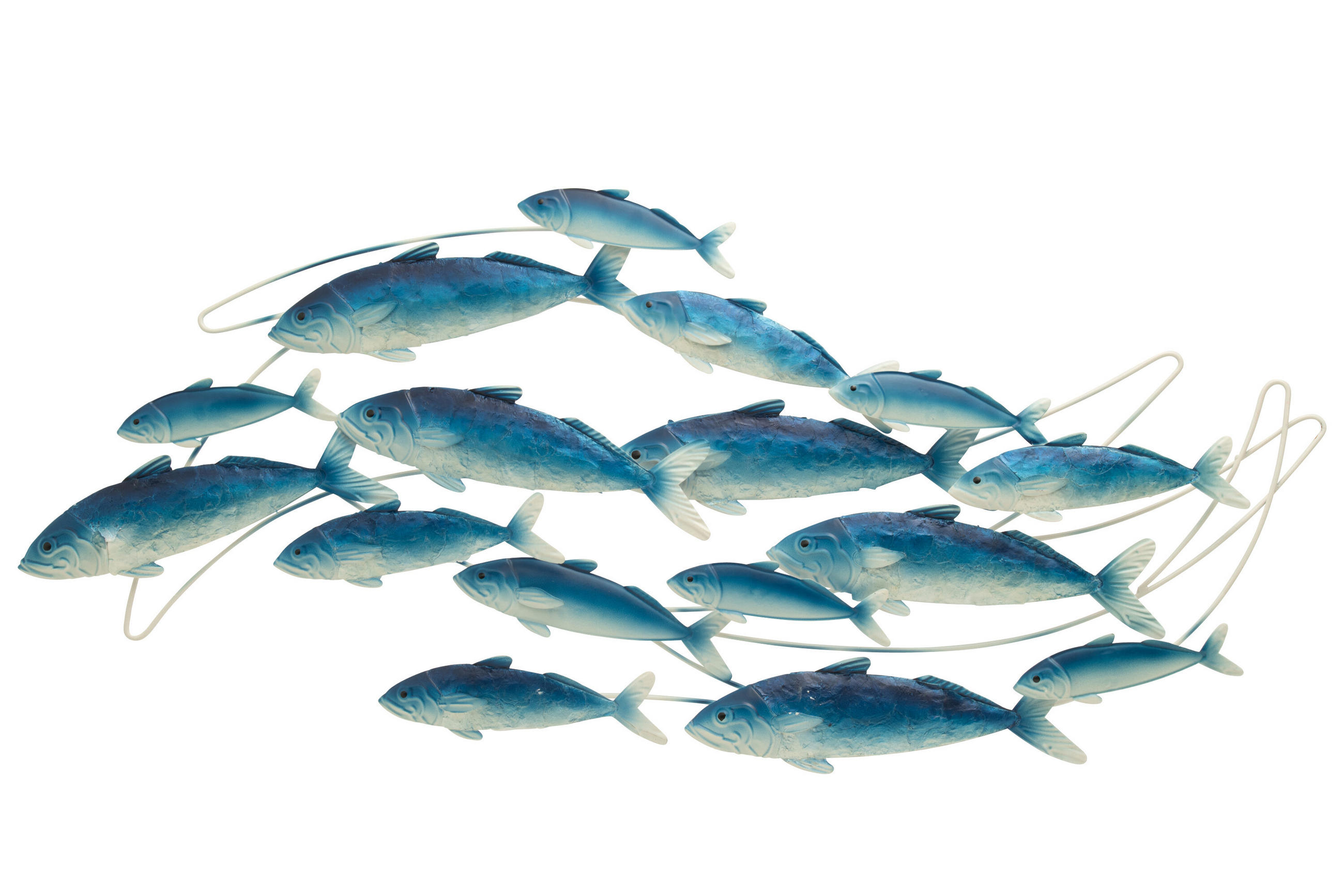 WANDDEKORATION FISCHSCHWARM - Blau, Metall (3.8/52/111cm) - J-Line