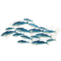 WANDDEKORATION FISCHSCHWARM - Blau, Metall (3.8/52/111cm) - J-Line