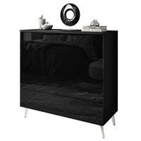 KOMMODE AURA PUSH OPEN mit Schubladen Beinfarbe – Chrom - Silberfarben/Schwarz, Holzwerkstoff (95/90/40cm) - Lookway