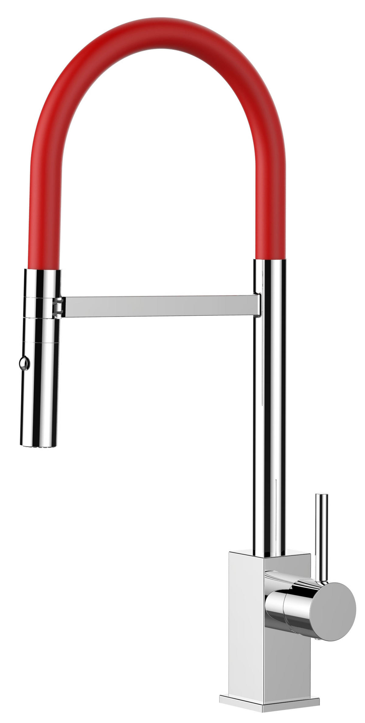 KÜCHENARMATUR, Verchromt und Rot, 2-Strahl-Brause - Rot, Metall (23/52.2/23cm) - VIZIO