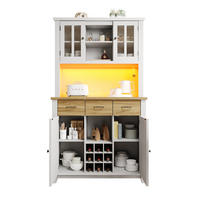 KÜCHENBUFFET 106/40/179,5 cm weiß aus MDF mit LED-Beleuchtung - Weiß, Holzwerkstoff (106/179.5/40cm) - OKWISH