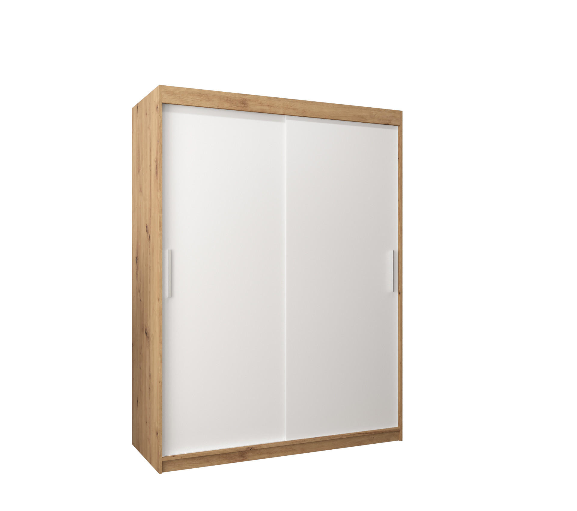 SCHWEBETÜRENSCHRANK 200/150/62 2-türig - Silberfarben/Weiß, Holz/Kunststoff (150/200/62cm) - Abiks Möbel