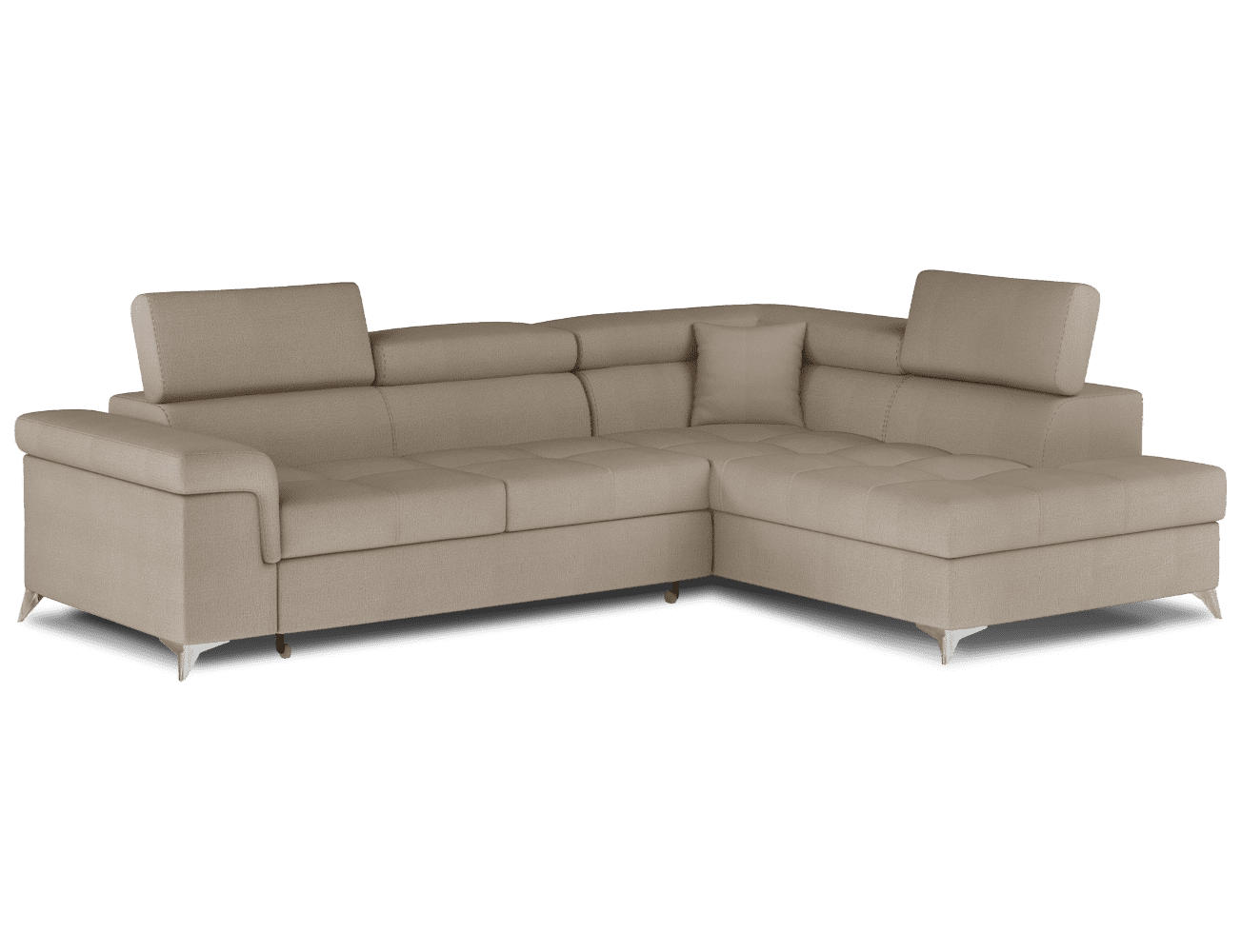 ECKSOFA mit Schlaffunktion und Bettkasten, pflegeleichter Monolith-Stoff - Chromfarben/Braun, Textil/Metall (202/275cm) - Eltap