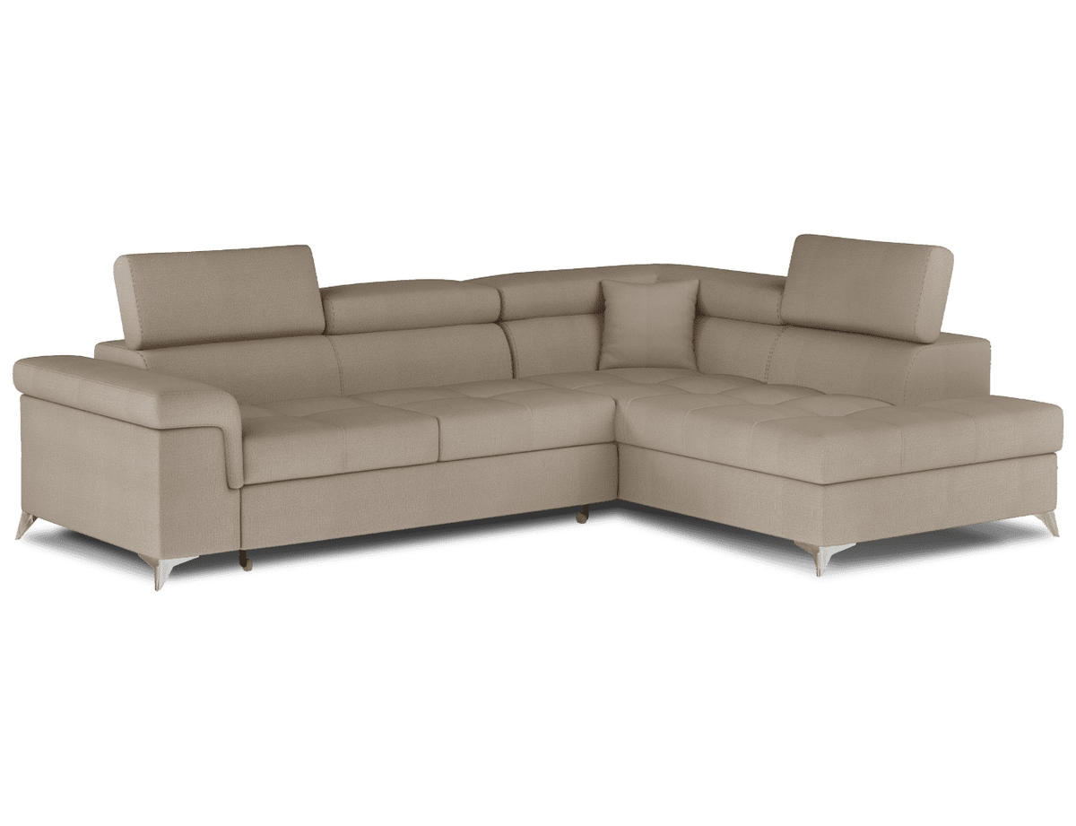 ECKSOFA mit Schlaffunktion und Bettkasten, pflegeleichter Monolith-Stoff - Chromfarben/Braun, Textil/Metall (202/275cm) - Eltap