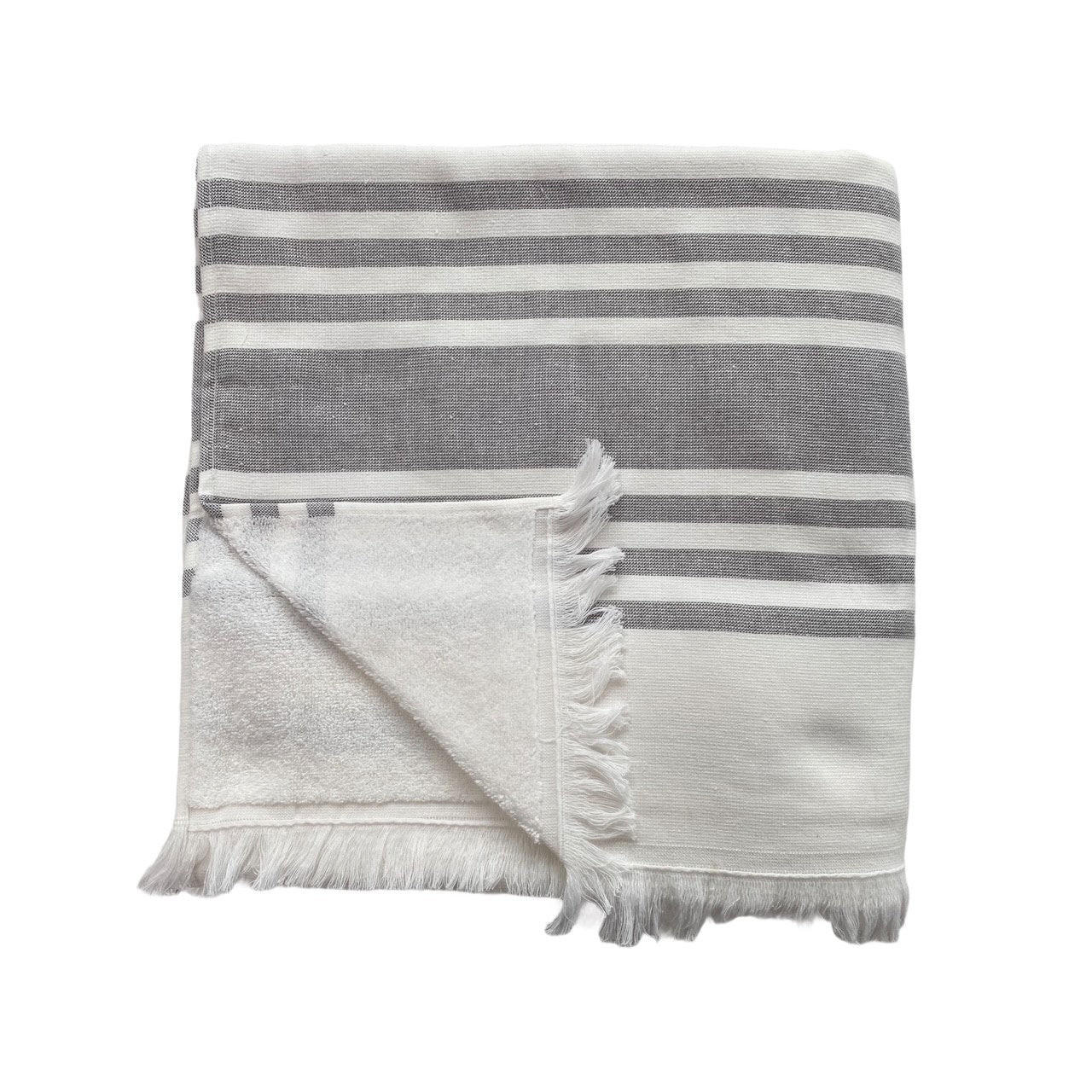 HAMAMTUCH mit Frotteefutter Karabuk Grau 140x180 400g/m² - Grau, Textil (140/180cm) - LE COMPTOIR DE LA PLAGE
