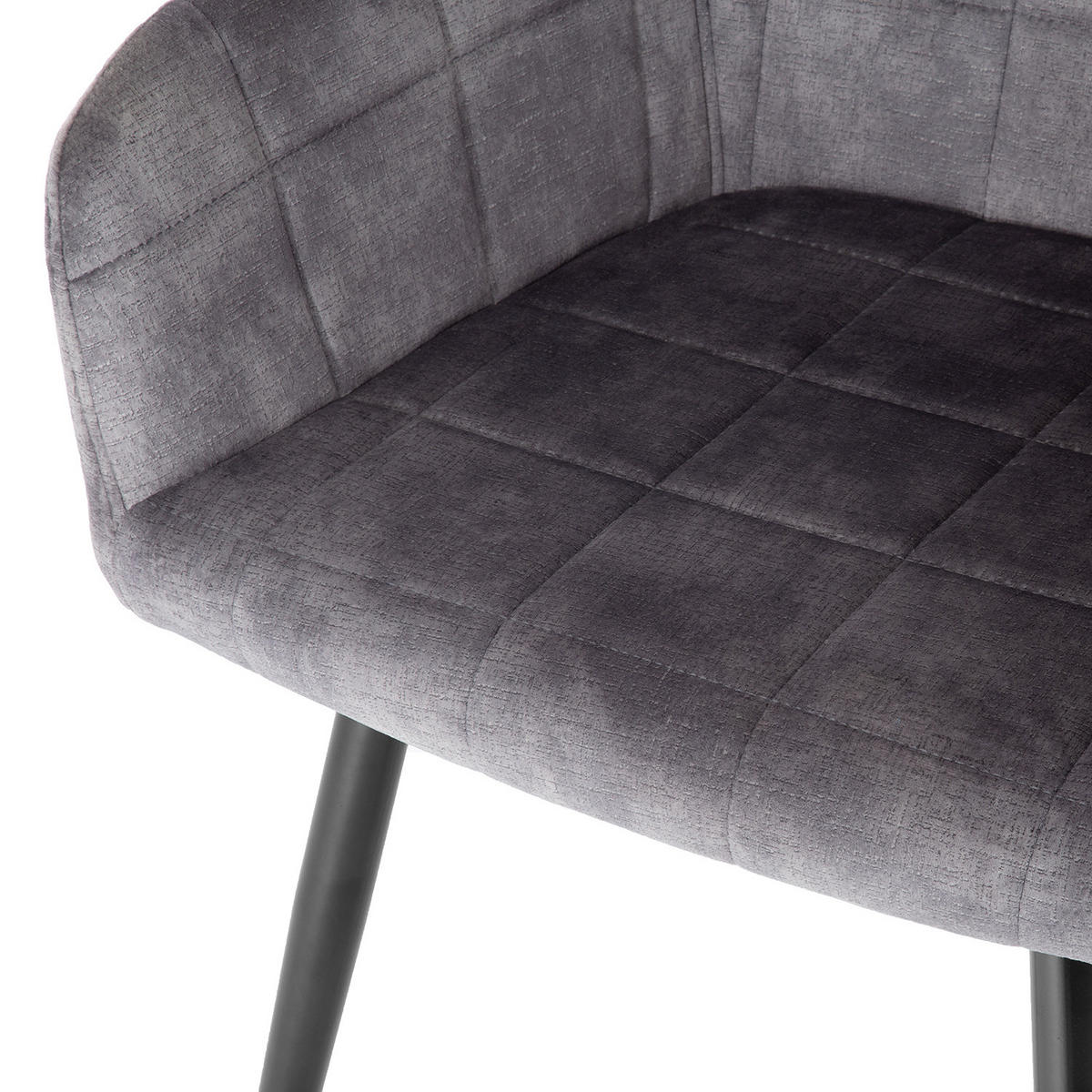 ARMLEHNENSTUHL - Samt / Stahl - Dunkelgrau / Schwarz - Dunkelgrau, Textil/Metall (56/82/60cm) - home24