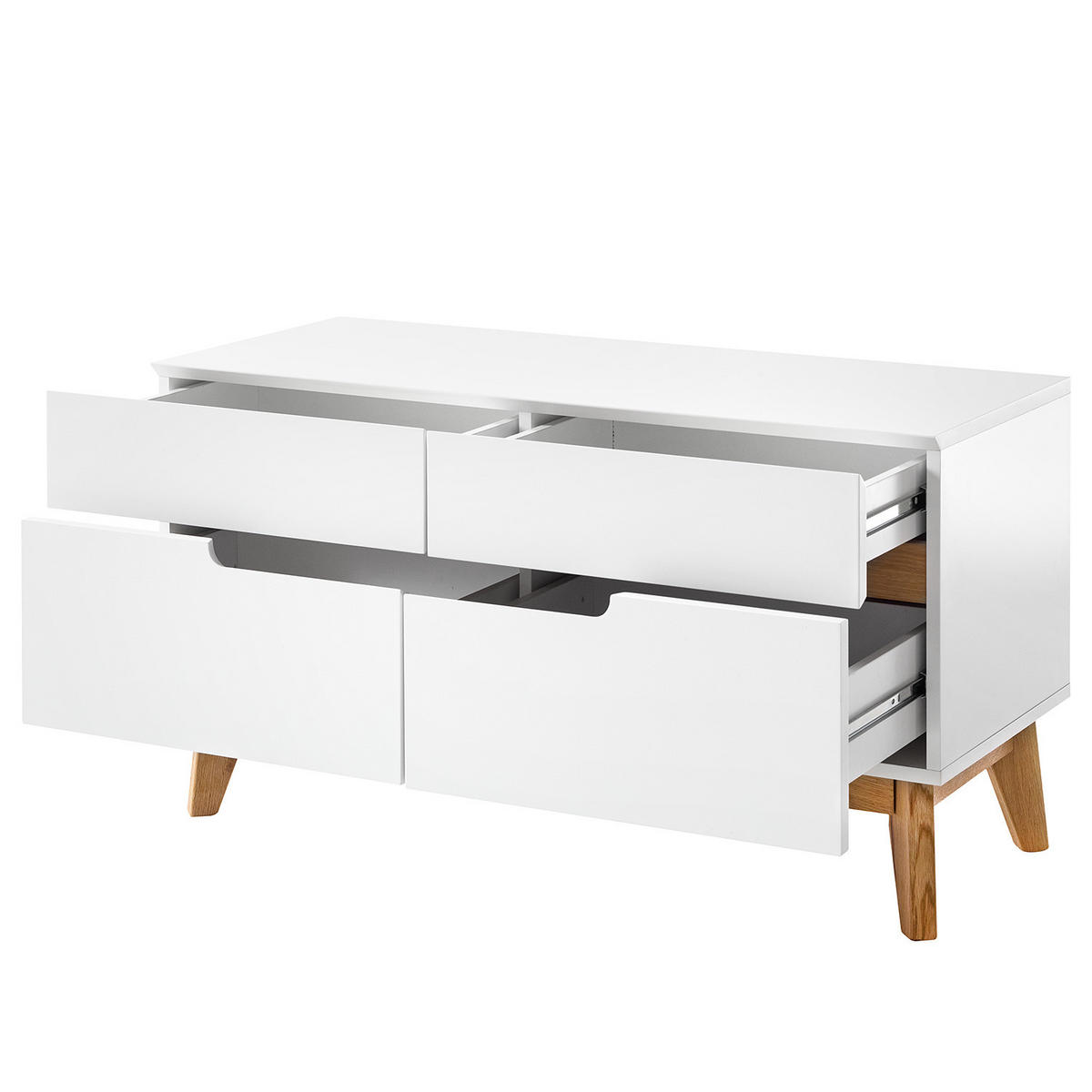 GARDEROBENBANK - Eiche teilmassiv - Weiß, Holzwerkstoff (97/53/40cm) - home24