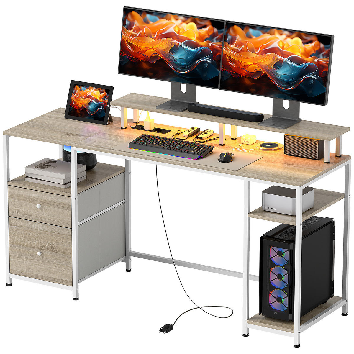 BÜROTISCH Naturholz 1 Stück - Braun, Holzwerkstoff (48/155.5/88.5cm) - GiPP