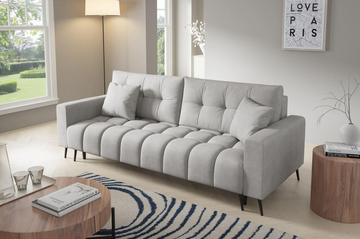 SCHLAFSOFA - Sofa Forta - Grau (Amon 16) - Grau, Holz (233/72/101cm) - Möblo