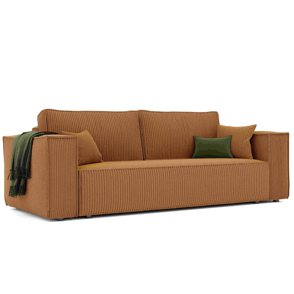 SOFA mit Schlaffunktion und Bettkasten, Senfgelb - Gelb, Holzwerkstoff/Textil (240/84/105cm) - Idohome