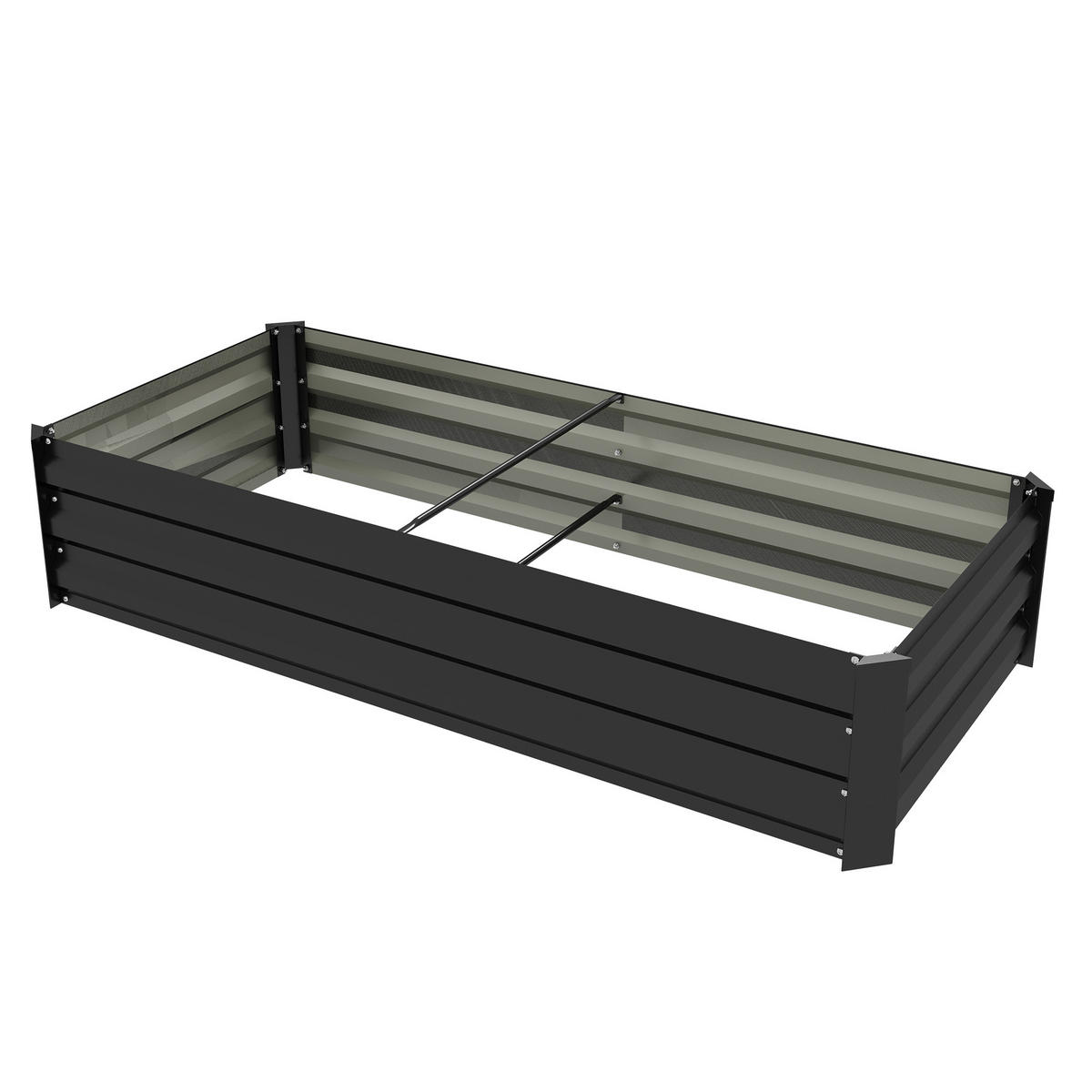 HOCHBEET DE-12160 rechteckig 150/70/30 cm mit offenem Boden Schwarz - Schwarz, Metall (150/30/70cm) - ComfortXL