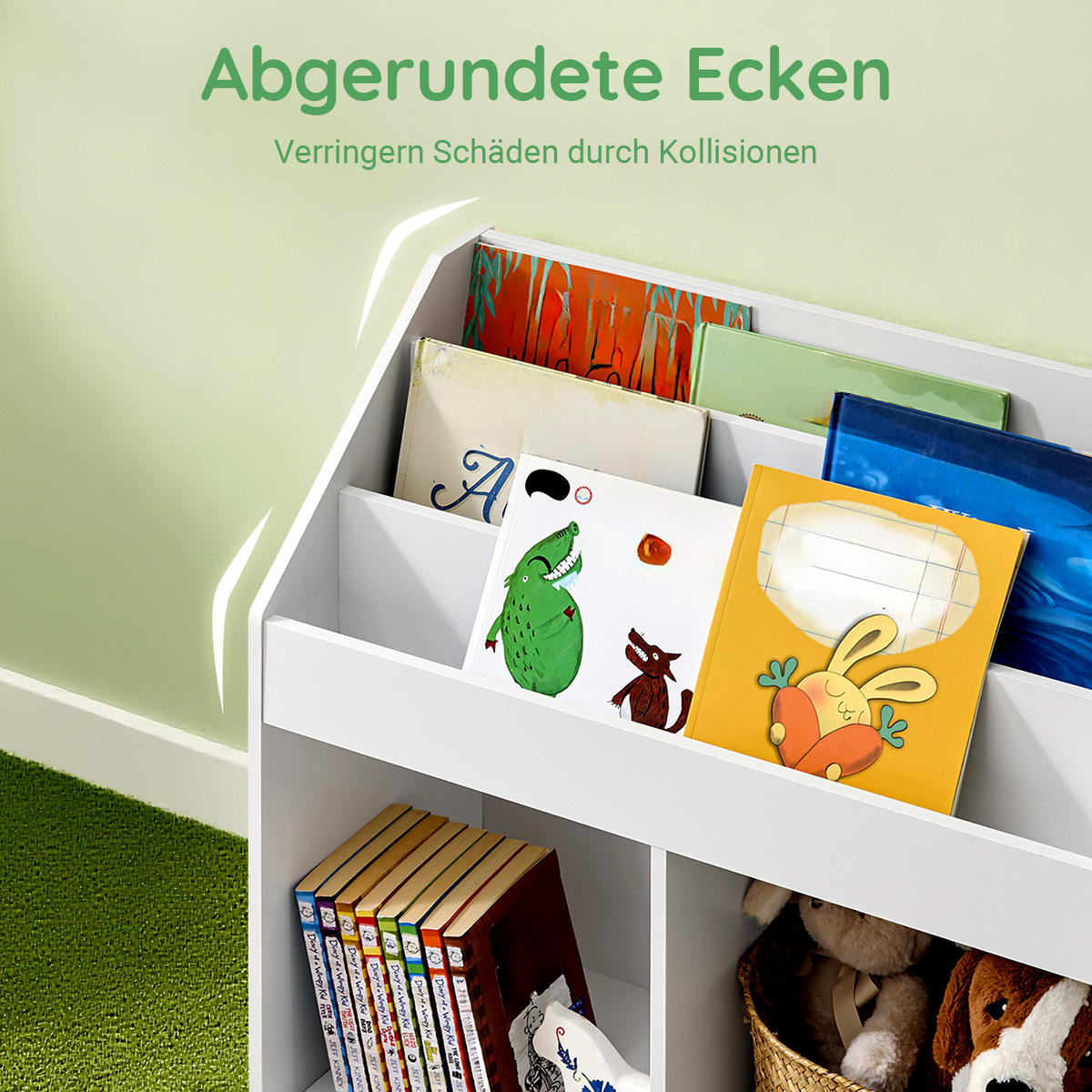 KINDER-BÜCHERREGAL, Kinderregal für Spielzeug, Weiß 68x68x30cm - Weiß, Holzwerkstoff (68/68/30cm) - SoBuy