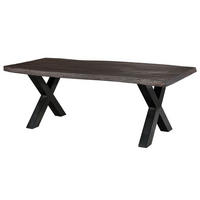 BAUMTISCH Mango 240x100x77 grau lackiert / X-Beine anthrazit glänzend FREEFORM 5 - Grau, Holz (240/100/77cm) - Massivmoebel24