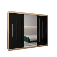 SCHWEBETÜRENSCHRANK 200/250/62 3-türig - Silberfarben/Schwarz, Holz/Kunststoff (250/200/62cm) - Abiks Möbel