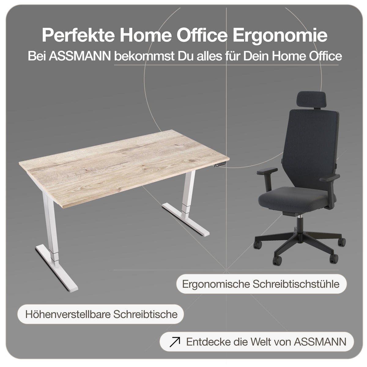 MONITORARM Doppel-Monitorarm in weiß mit Gasfeder für 2 Monitore 17–35 Zoll bis je 20kg / Signalweiß - Weiß, Metall (25/50/13cm) - ASSMANN