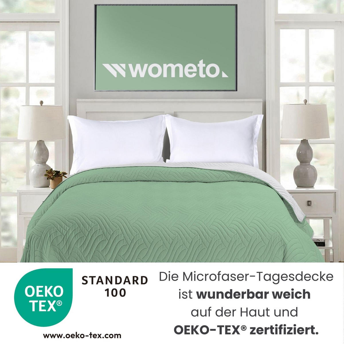 TAGESDECKE Wende-Design grün 170/210 cm Duo-Color - Grün, Textil (170/210cm) - wometo