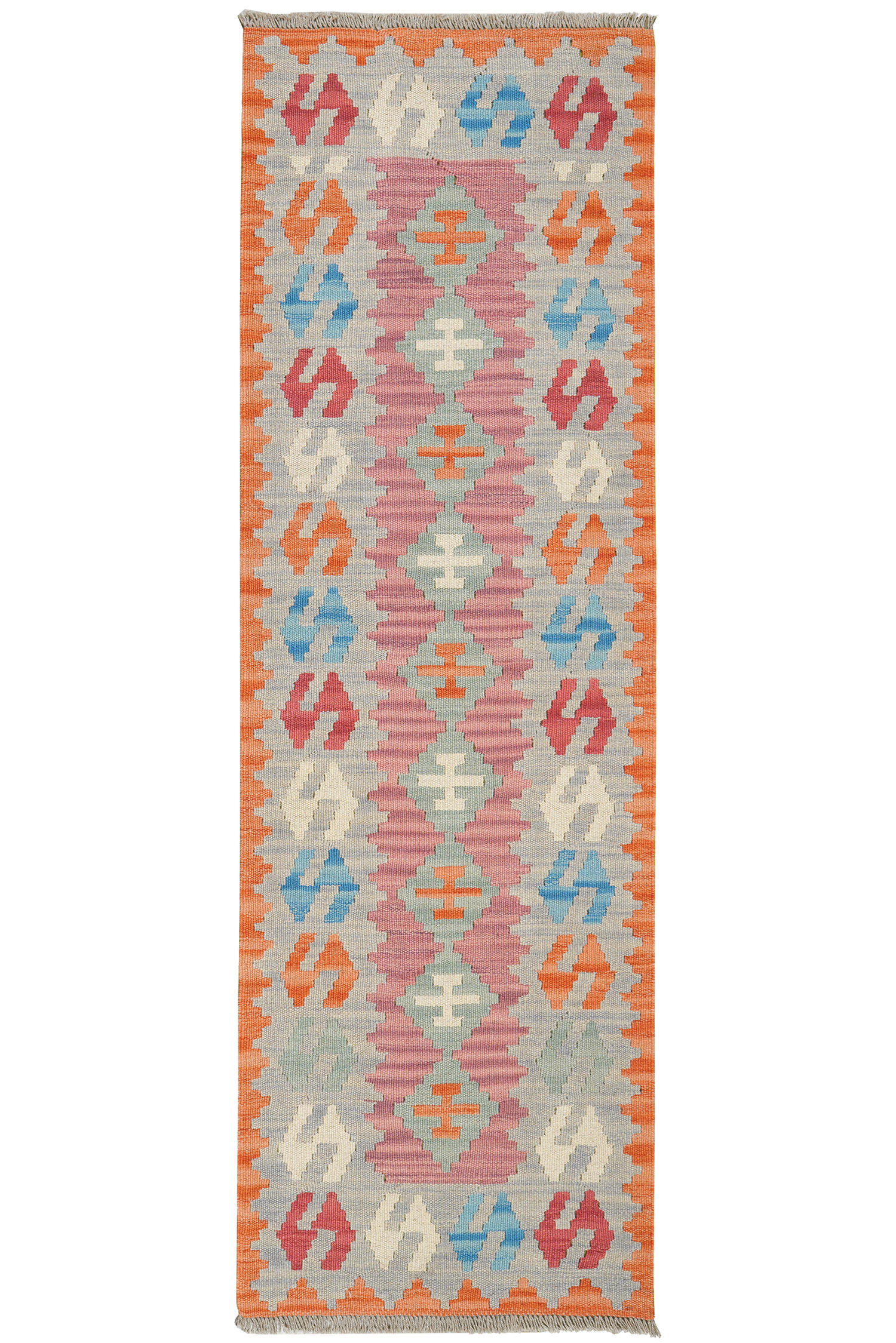 HANDWEBTEPPICH Kelim Gashgai Rosa 191/60 cm Schurwolle - Pink, Textil (60/191cm) - Looma