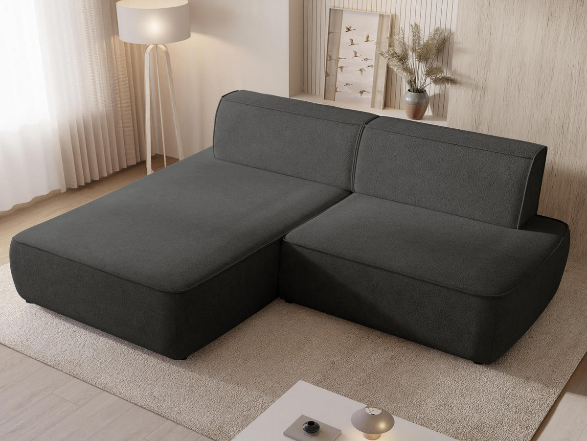 ECKSOFA Zuno, Seite: Links - Schwarz/Grau, Holz/Kunststoff (254/162cm) - MIRJAN24