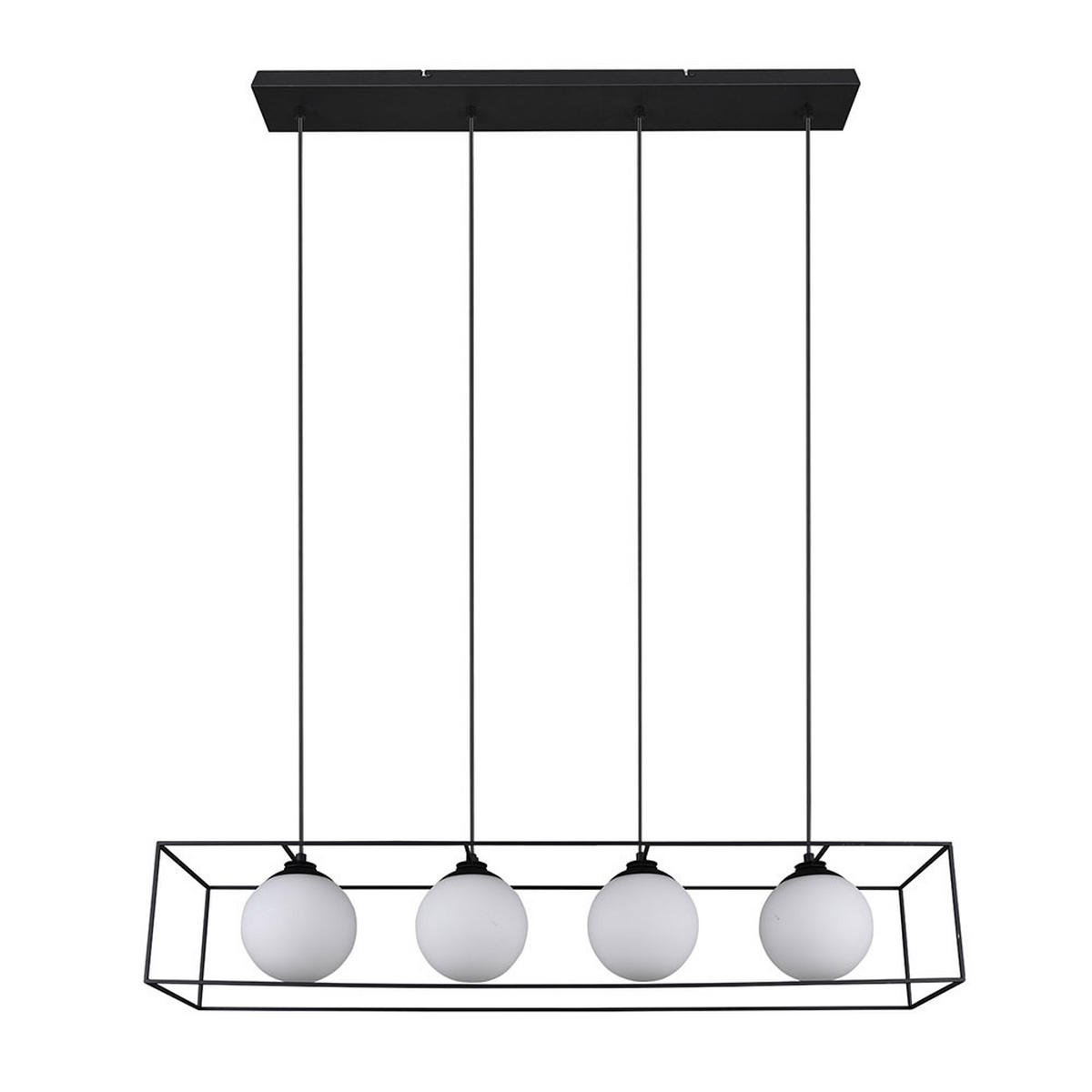 HÄNGELEUCHTE Metall Glas schwarz 4-flammig - Schwarz, Glas (100/20/150cm)