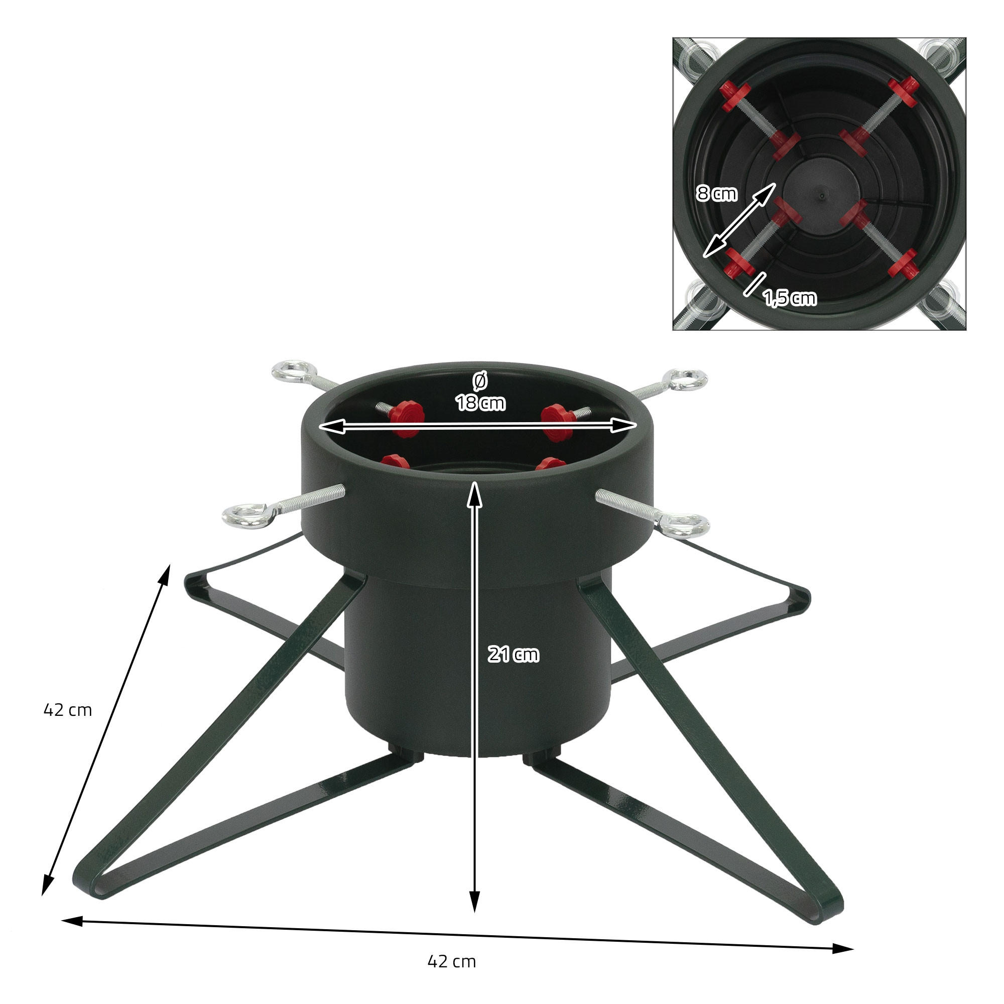 WEIHNACHT Baumständer - Dunkelgrün, Kunststoff (42/21/42cm) - ECD-Germany