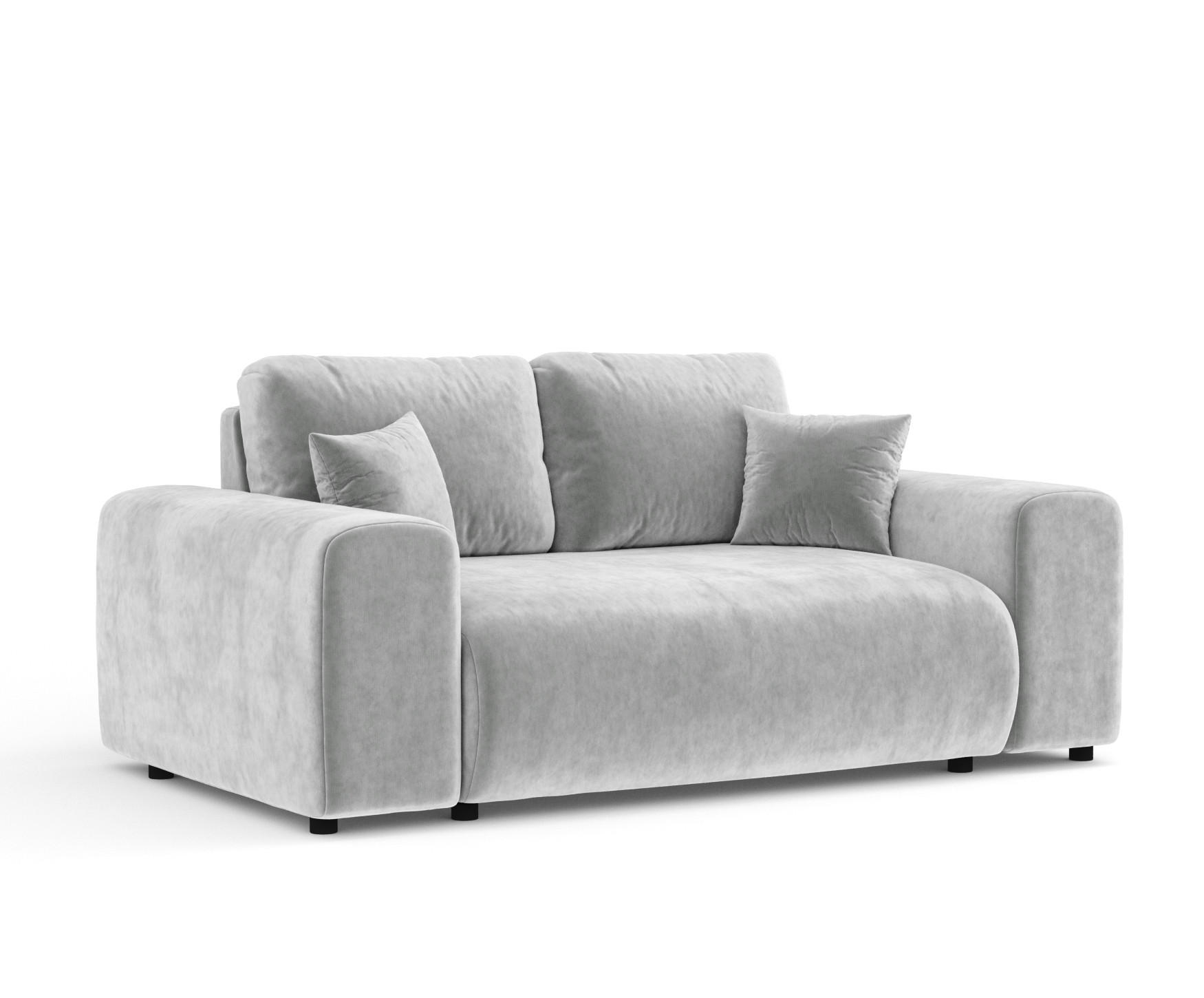 2-SITZER-SOFA Zanzibar Hellgrau Samtstoff - Hellgrau/Schwarz, Holz/Holzwerkstoff (178/79/108cm) - Maison de Reve