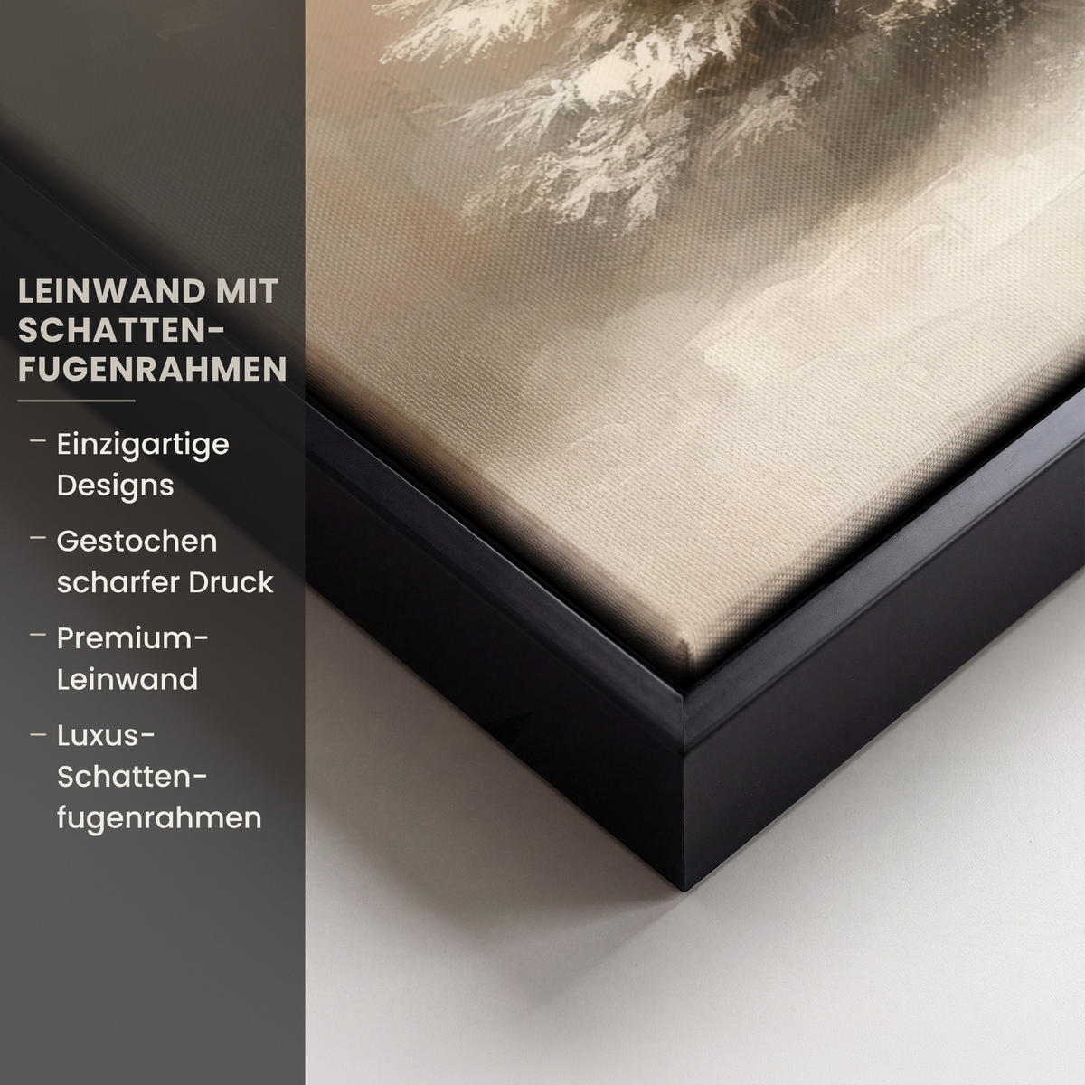 LEINWAND Bilder mit Rahmen - Weihnachten - Weihnachtsbaum - Schnee - Kunst - 30x40 - Champagner, Textil (30/40cm) - MuchoWow