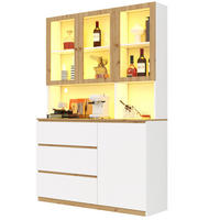 VITRINE 120cm Weiß Eiche LED Hochschrank modern - Multicolor, Holzwerkstoff (120/200/40cm) - FLIEKS