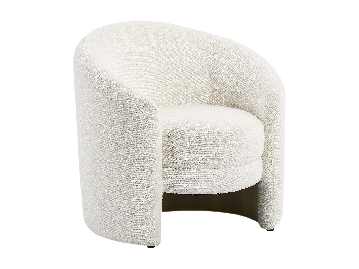 SESSEL rund - Bouclé-Stoff - Weiß - RUOTO - Weiß, Textil (82/82/80cm) - Vente-Unique