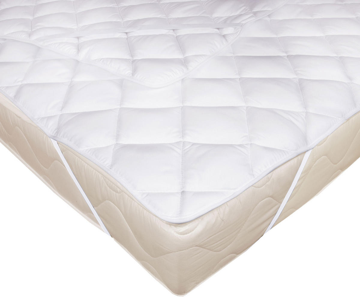 MATRATZENAUFLAGE, 200x200 cm, 100% Polyester, Weiß - Weiß, Textil (200/200cm) - Zollner