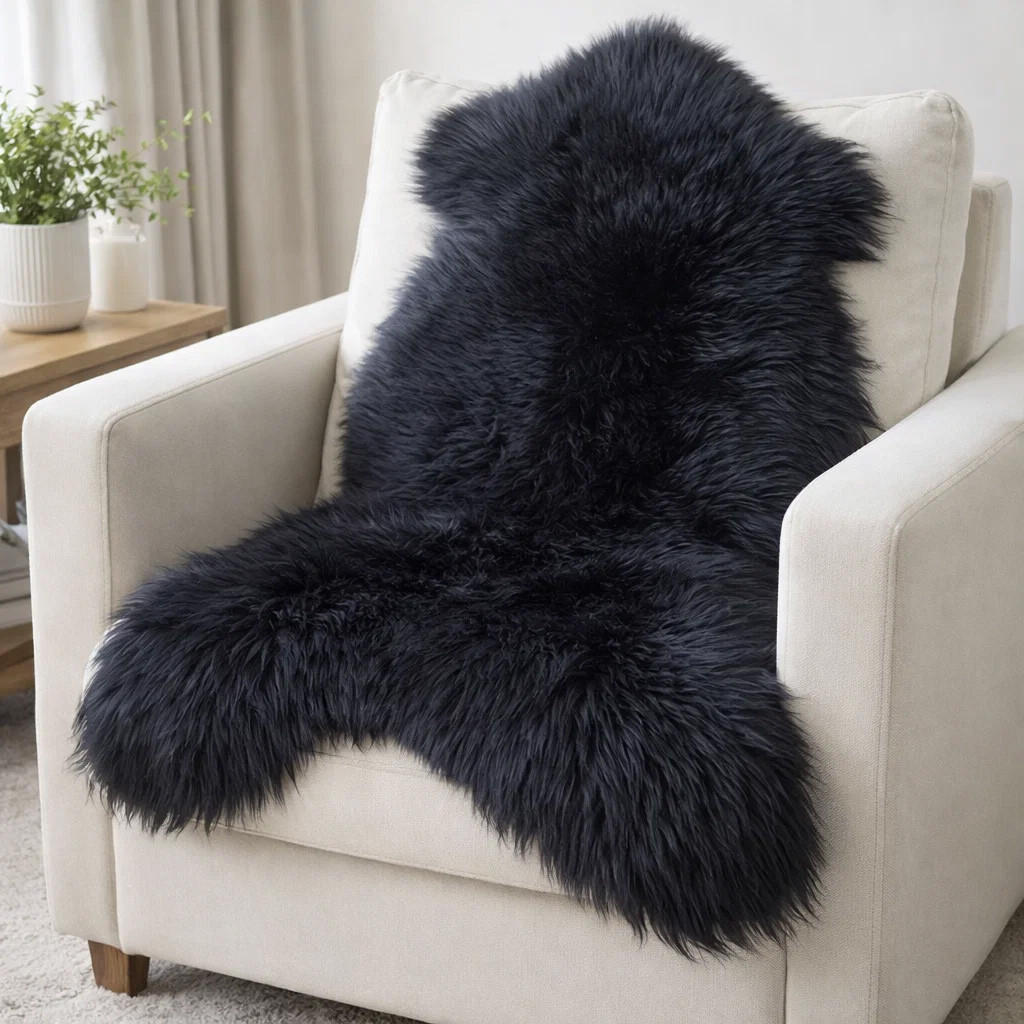 Thumbnail - Provellus Schaffell, Schwarz, Fell, 60x110 cm, Teppiche & Böden, Teppiche, Fellteppiche