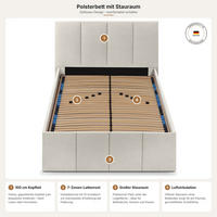 POLSTERBETT Dalas Beige 120 x 200 x 40 cm Stauraum Mit hochwertiger Matratze H2 (bis 100 kg) und Lattenrost - Beige, Holz (120/200cm) - Halmon Schlafkomfort Betten 