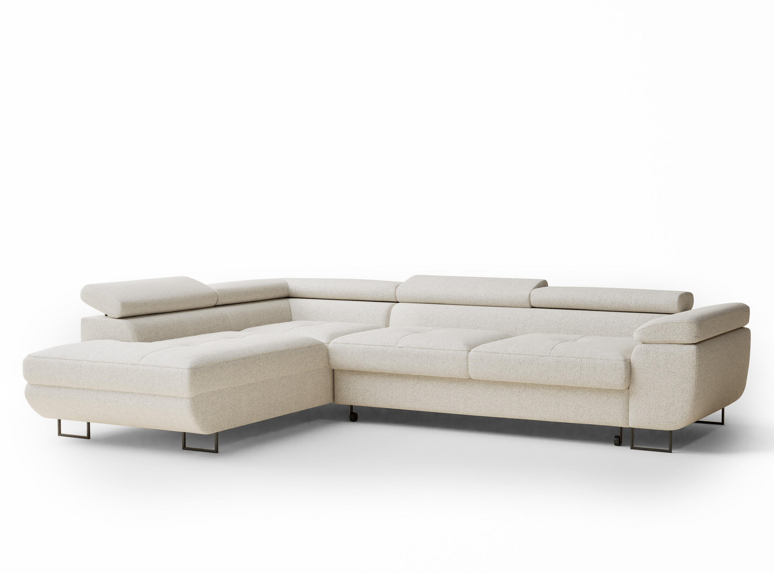 ECKSOFA MIT SCHLAFFUNKTION Concord Creme Webstoff - Creme/Schwarz, Holz/Holzwerkstoff (277/203cm) - Maison de Reve