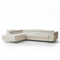 ECKSOFA MIT SCHLAFFUNKTION Concord Creme Webstoff - Creme/Schwarz, Holz/Holzwerkstoff (277/203cm) - Maison de Reve