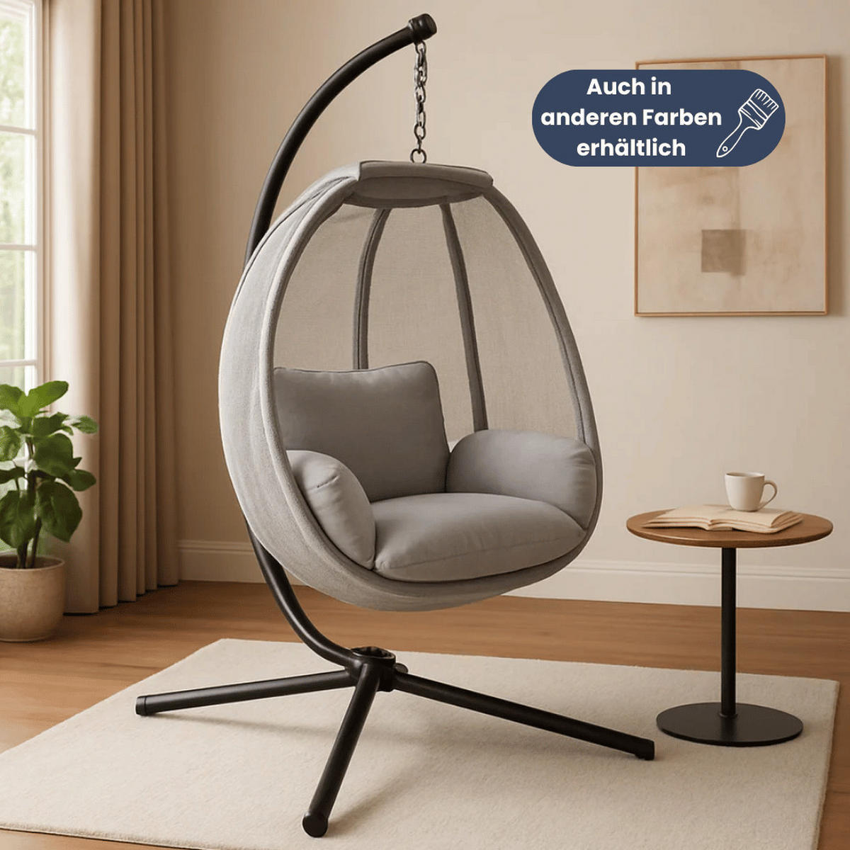 HÄNGESESSEL mit Gestell MELA Indoor/Outdoor Anthrazit - Anthrazit, Metall (120/185/100cm) - DELUKE