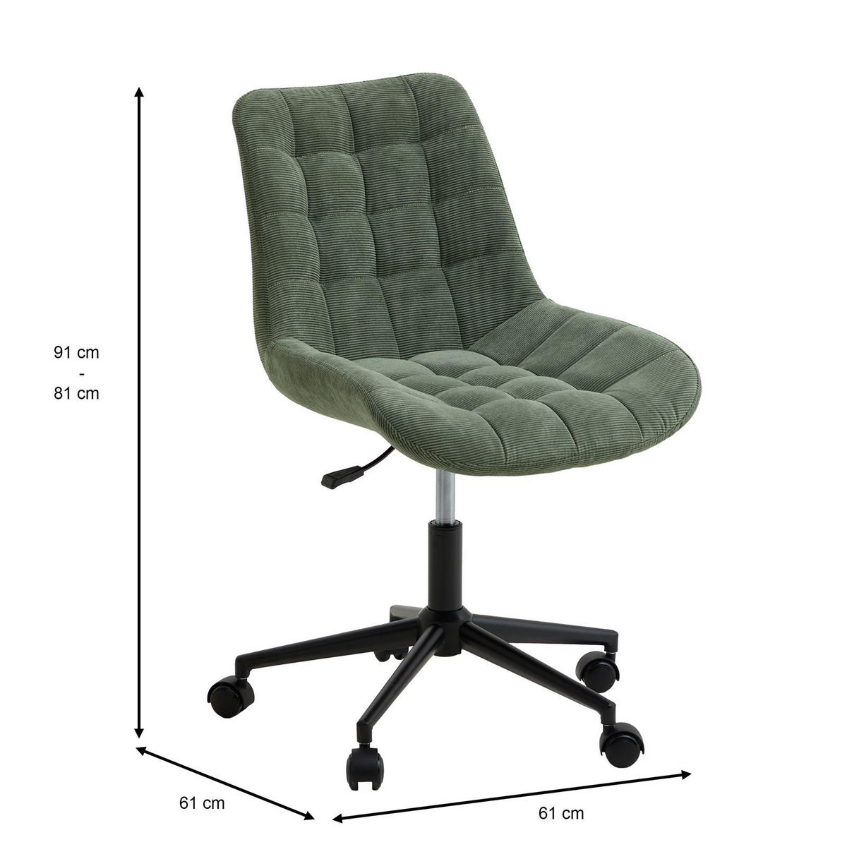 DREHSTUHL VASILO grün - Grün, Textil (54/80/61cm) - IDIMEX