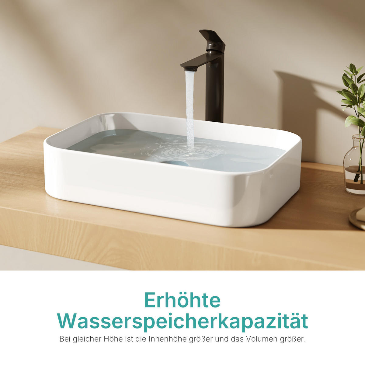 WASCHBECKEN Keramik R-Ecken 50,5 / 37 / 11 cm - Weiß, Keramik (50.5/11/37cm) - EMKE