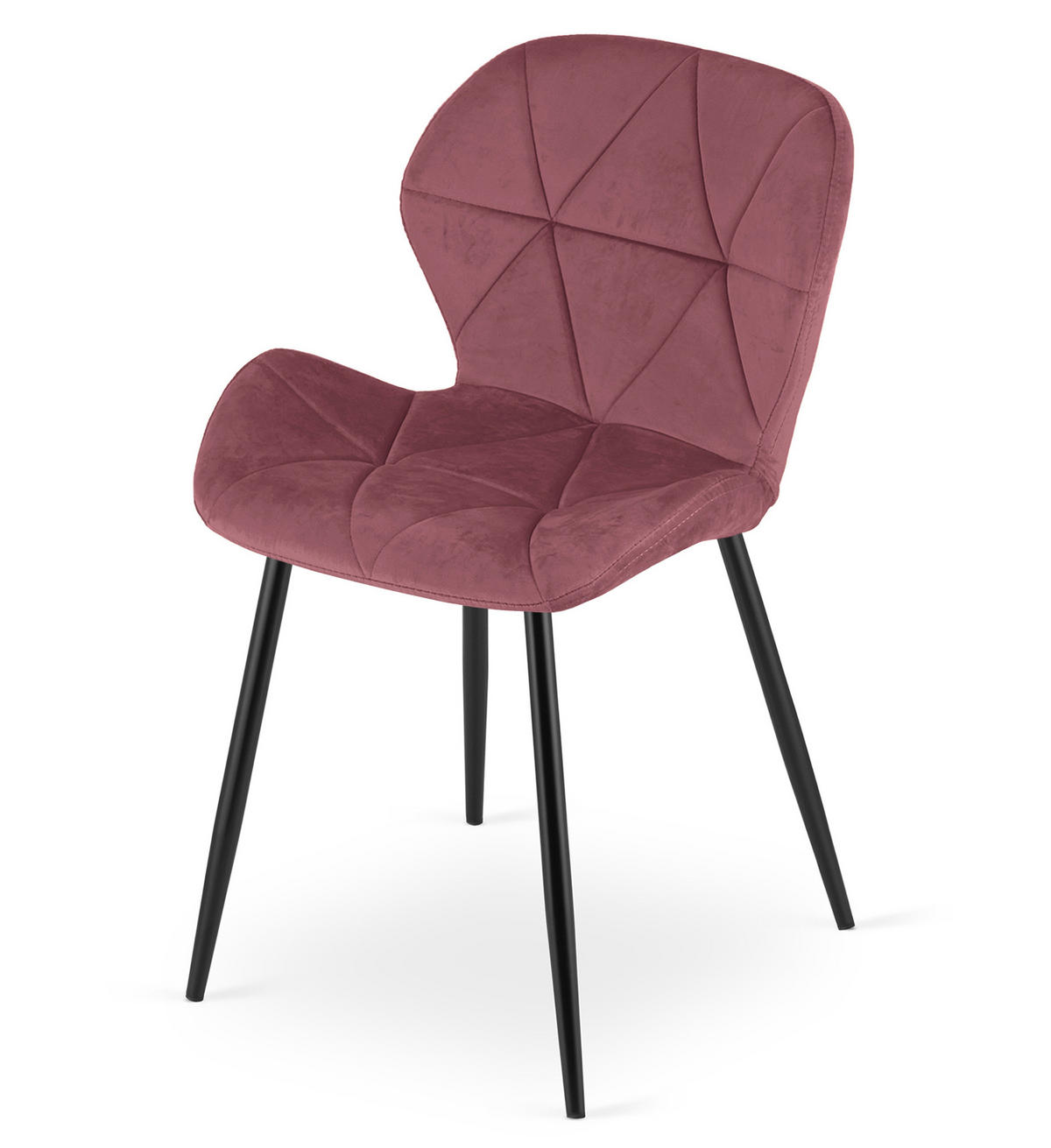 STUHL Dunkelrosa 46x53 cm MANGO Samtbezug 4 Stück - Dunkelrosa, Kunststoff (46/49/53cm)