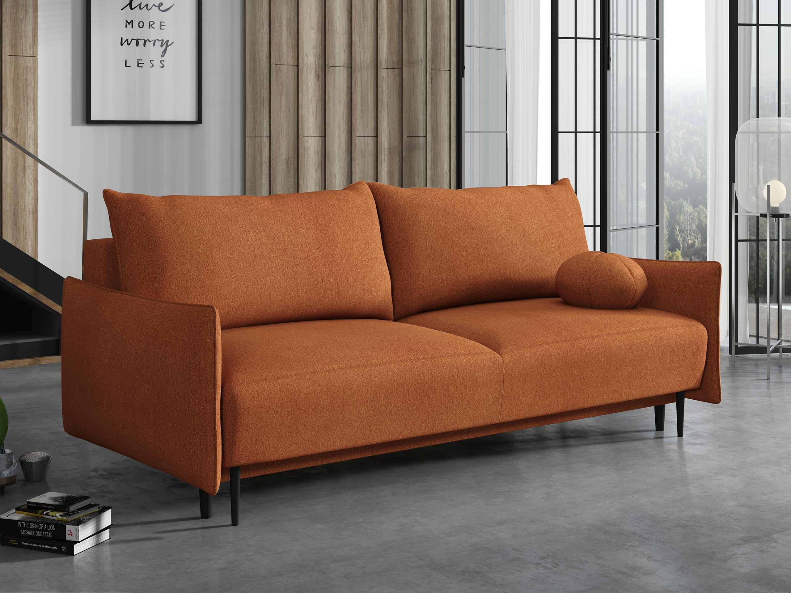 SCHLAFSOFA Dalia - Schwarz/Orange, Holz/Textil (225/88/98cm) - MIRJAN24