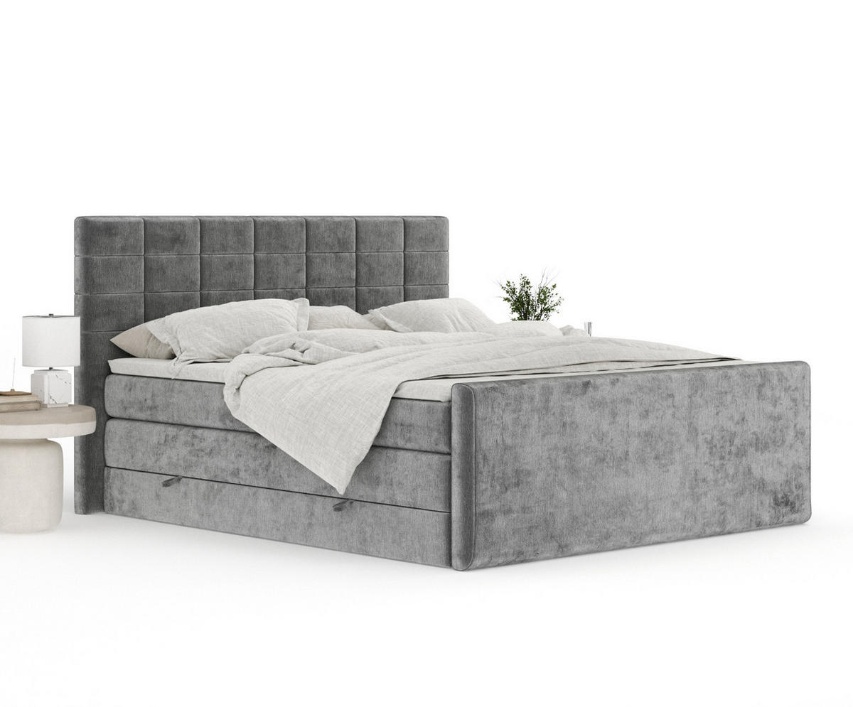 BOXSPRINGBETT Ava Grau 200/200 cm - Schwarz/Grau, Holz/Holzwerkstoff (200/200cm) - Maison de Reve
