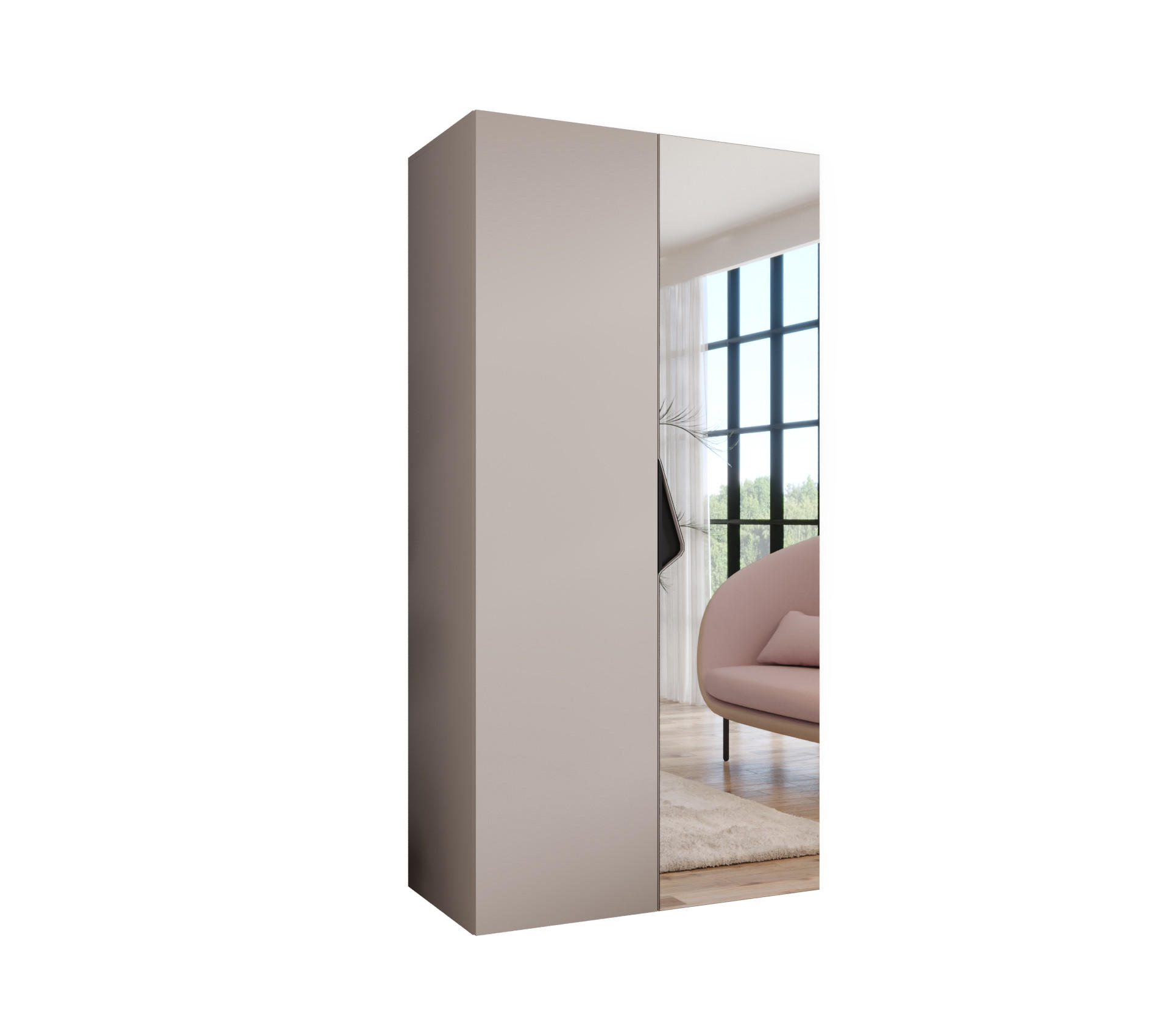 Abiks Möbel Drehtürenschrank Beige, Schwarz 100x202x52 cm