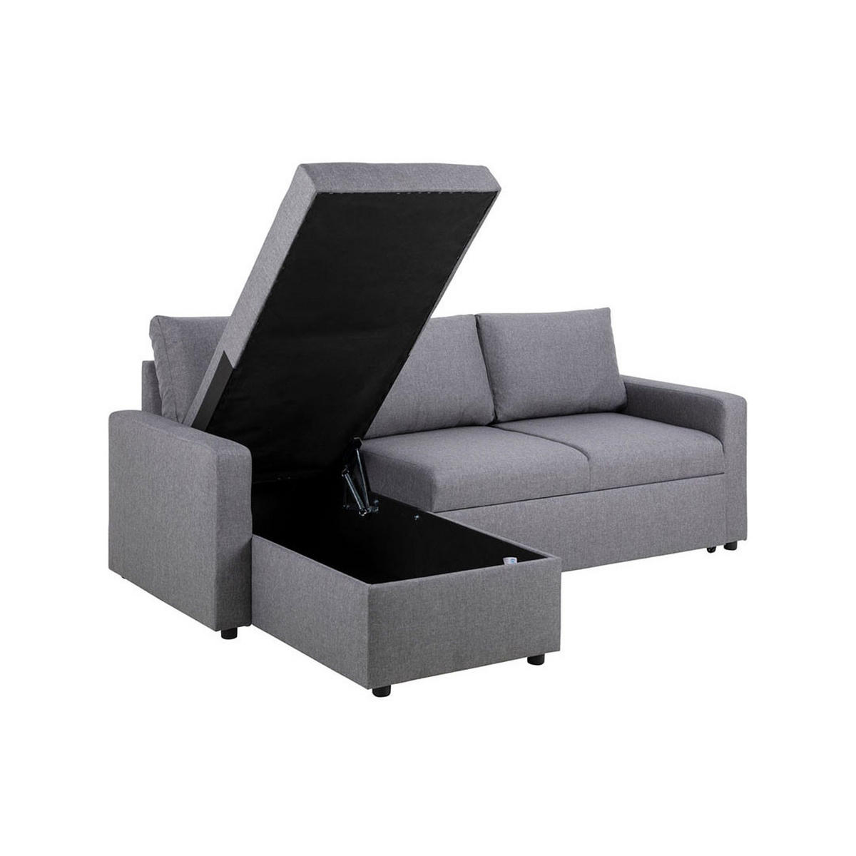 BÄDDSOFFA Sander för 3 personer 218 x 155 x 84 cm – grå - Grå, Träbaserade material/Textil (218/155cm) - ebuy24