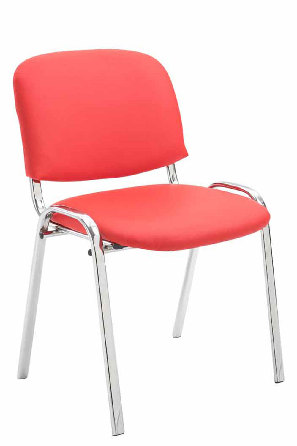 BESUCHERSTUHL Keen, Kunstleder mit Gestell in Chromoptik / Bezug Rot - Chromfarben/Rot, Textil/Metall (54/79/48cm) - TPFLiving