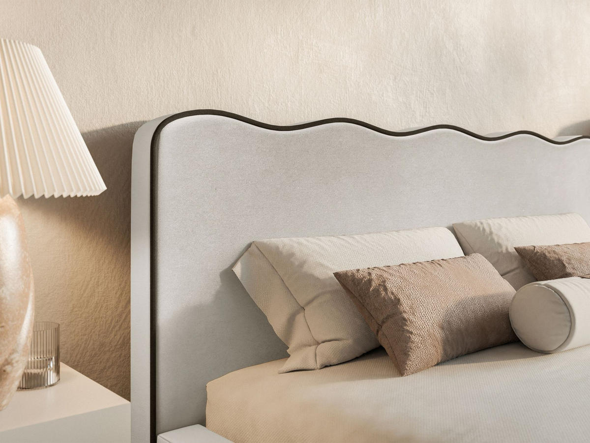 POLSTERBETT Duney Hellbeige Velours mit Bettkasten 160x200 cm - Ecru, Textil (160/200cm) - Selsey