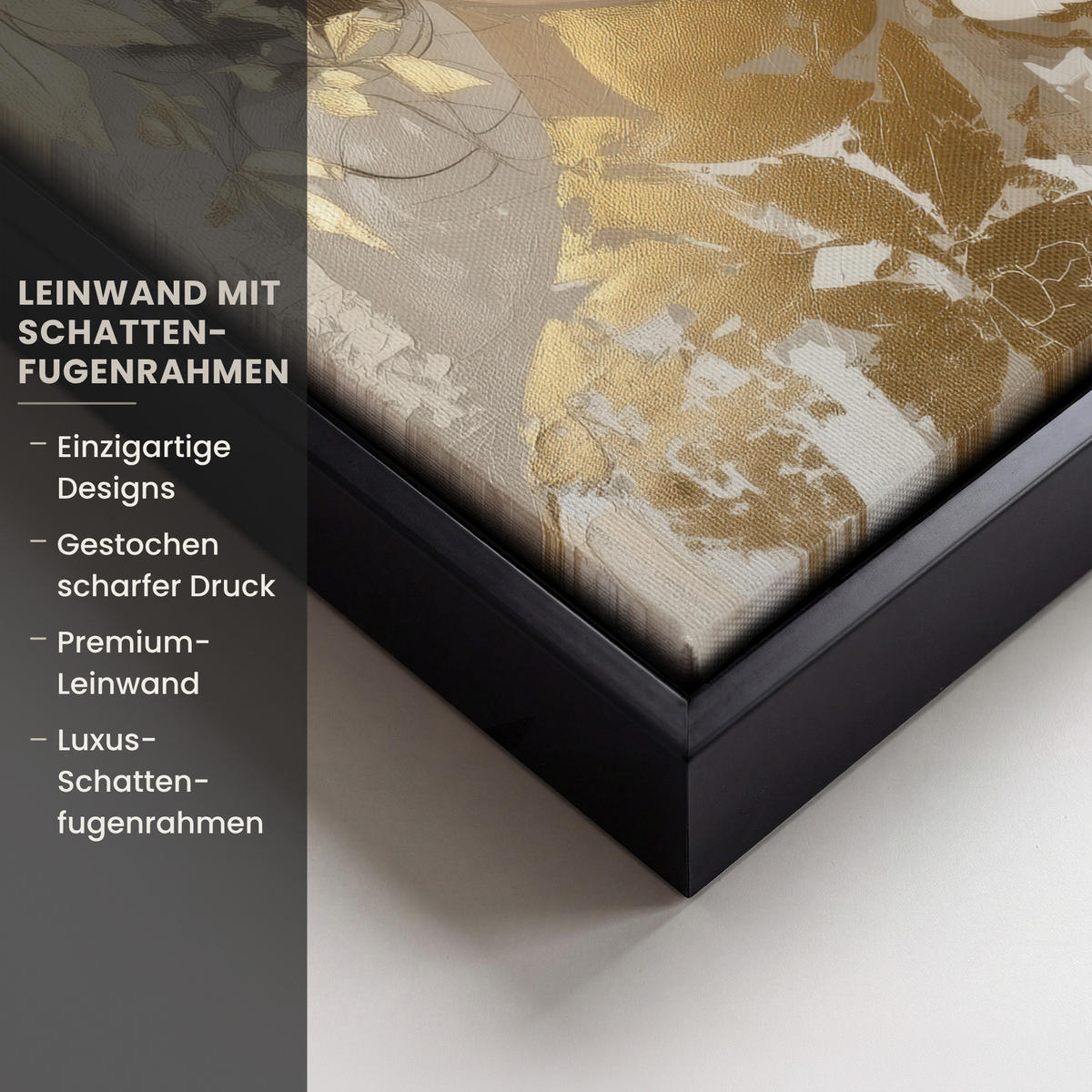 LEINWAND Bilder mit Rahmen - Gesicht - Frau - Blätter - Gold - 20x30 - Beige, Textil (20/30cm) - MuchoWow