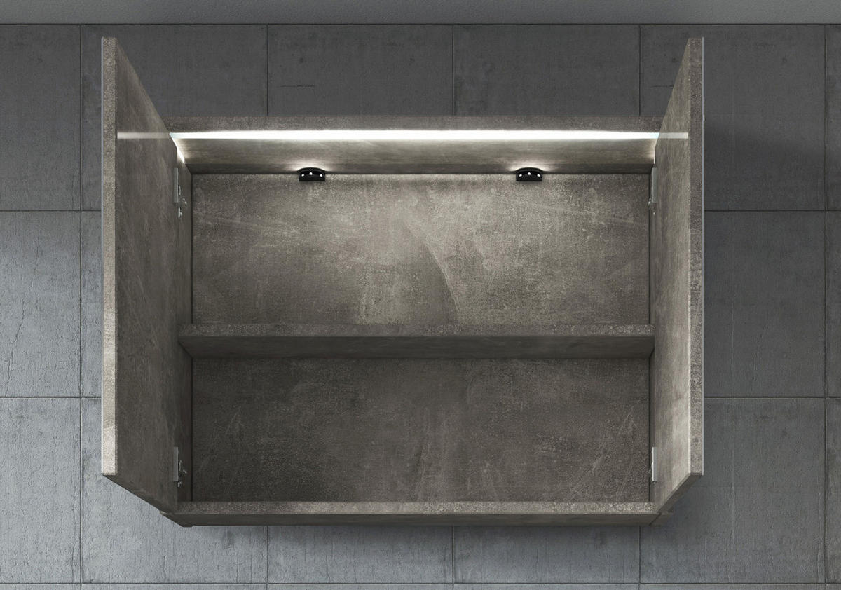 SPIEGELSCHRANK Paso Beton Grau - 80 x 20 x 60 cm - Grau, Holz (80/60/20cm) - Badplaats