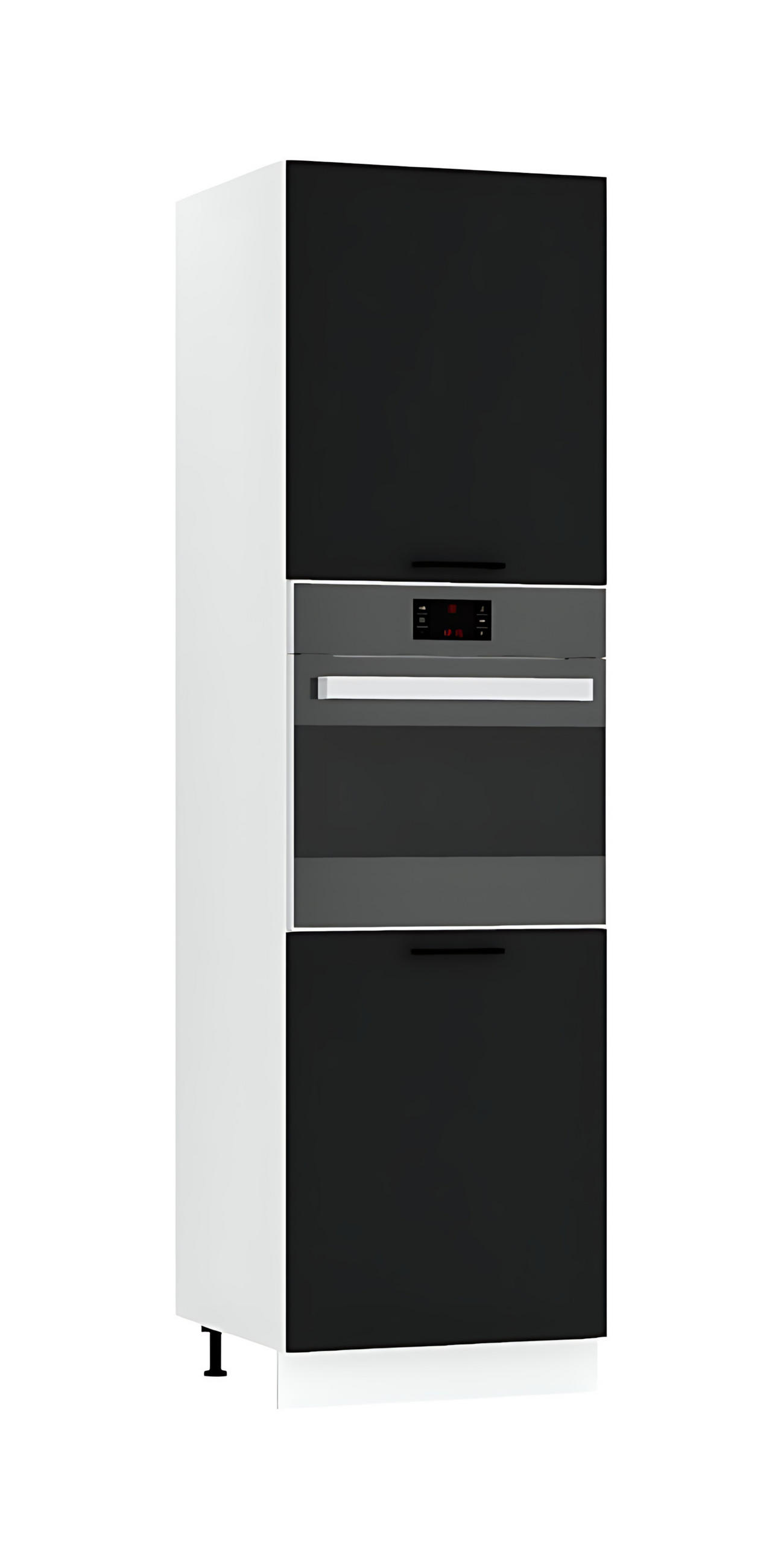MIKROWELLENUMBAUSCHRANK D60PK/2133 PL - Morvex - Elegante Geräte-Integration - Schwarz, Holz/Metall (60/213.3/56cm) - ROYAL24_MARKT